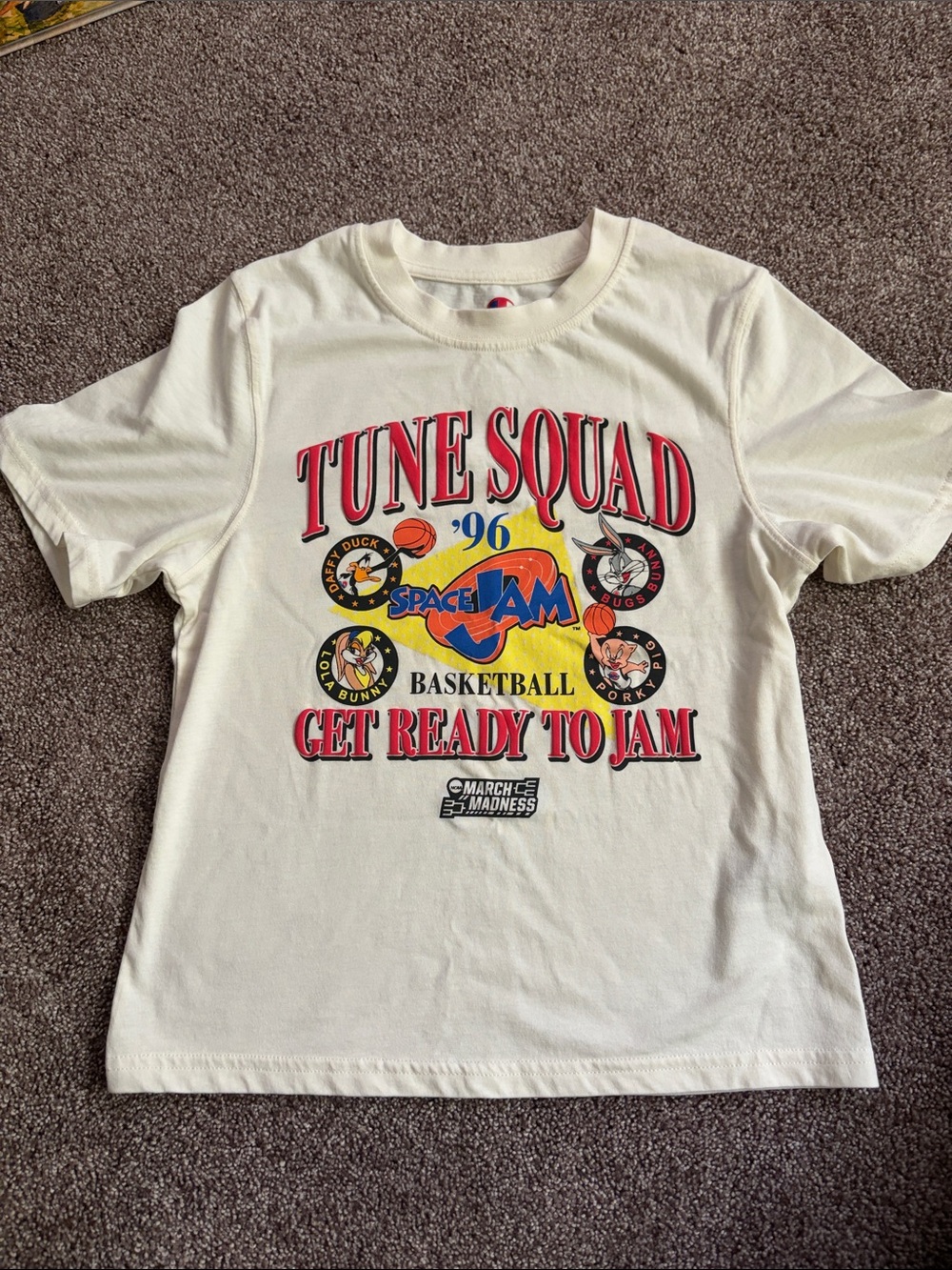 Champion Cream Tune Squad Space Jam Graphic Tee with Red Print